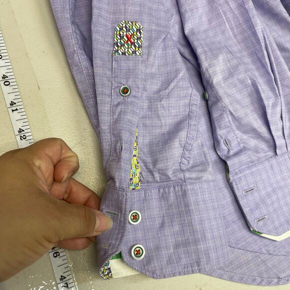Robert Graham Tailored Fit Light Purple plaid Long sleeve button down Medium - Picture 4 of 16
